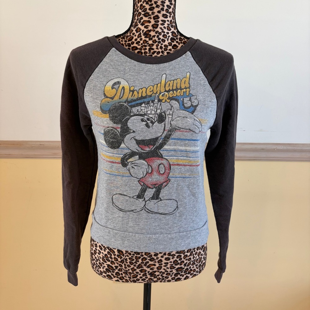 Disney Parks Disneyland Resort 55 Mickey Mouse Raglan Sweatshirt Grey Small
